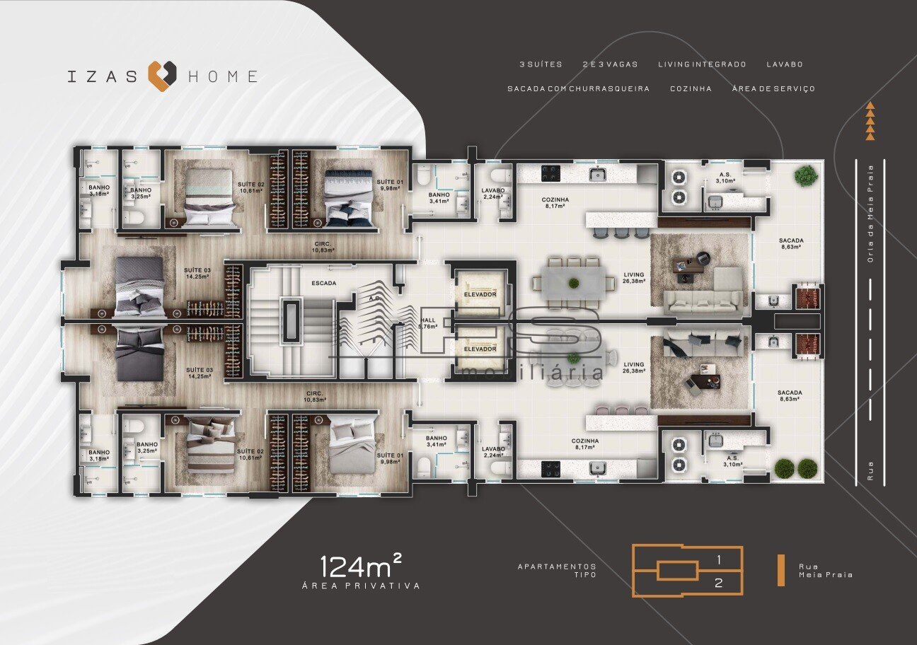 4920 - Izas Home, 3 suítes, Meia Praia, Itapema - SC